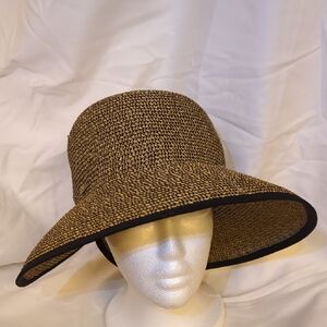 Scala Black and Tan Wide-Brim Hat
